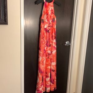 Like New Eliza J Print Chiffon Fit and Flare Maxi Dress Size 8